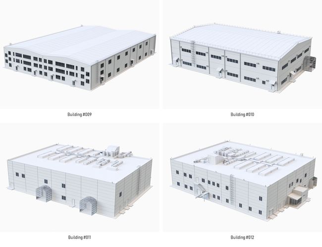 Industrial Buildings Collection Low-poly 3D model 7