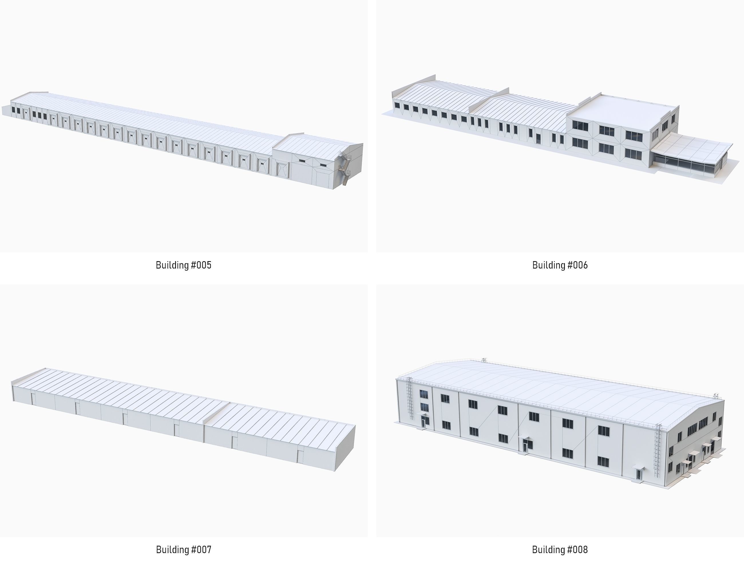 Industrial Buildings Collection Low-poly 3D model_2