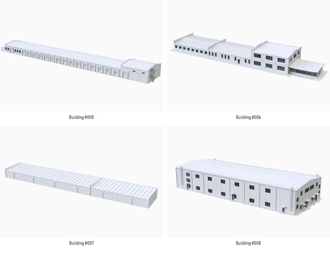 Industrial Buildings Collection Low-poly 3D model 3