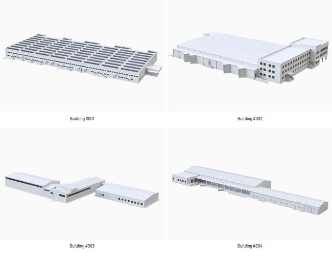 Industrial Buildings Collection Low-poly 3D model 2