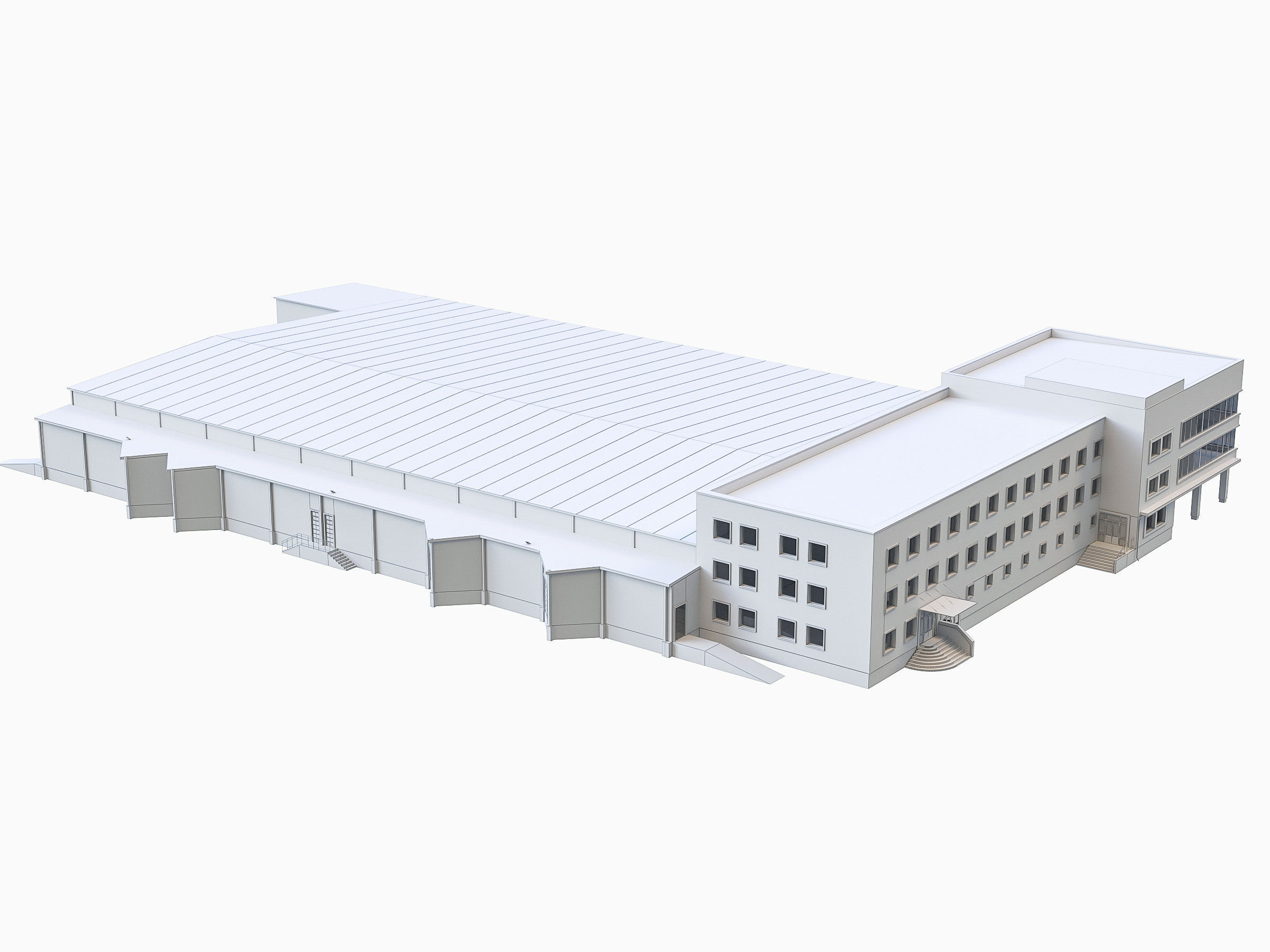 Industrial Buildings Collection Low-poly 3D model_9