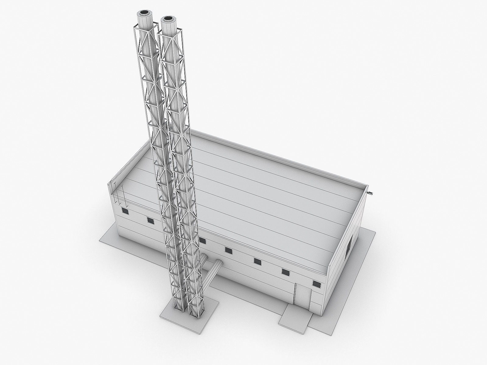 Industrial Buildings Collection Low-poly 3D model_45