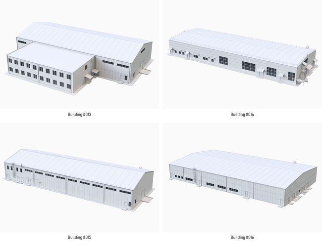 Industrial Buildings Collection Low-poly 3D model 6