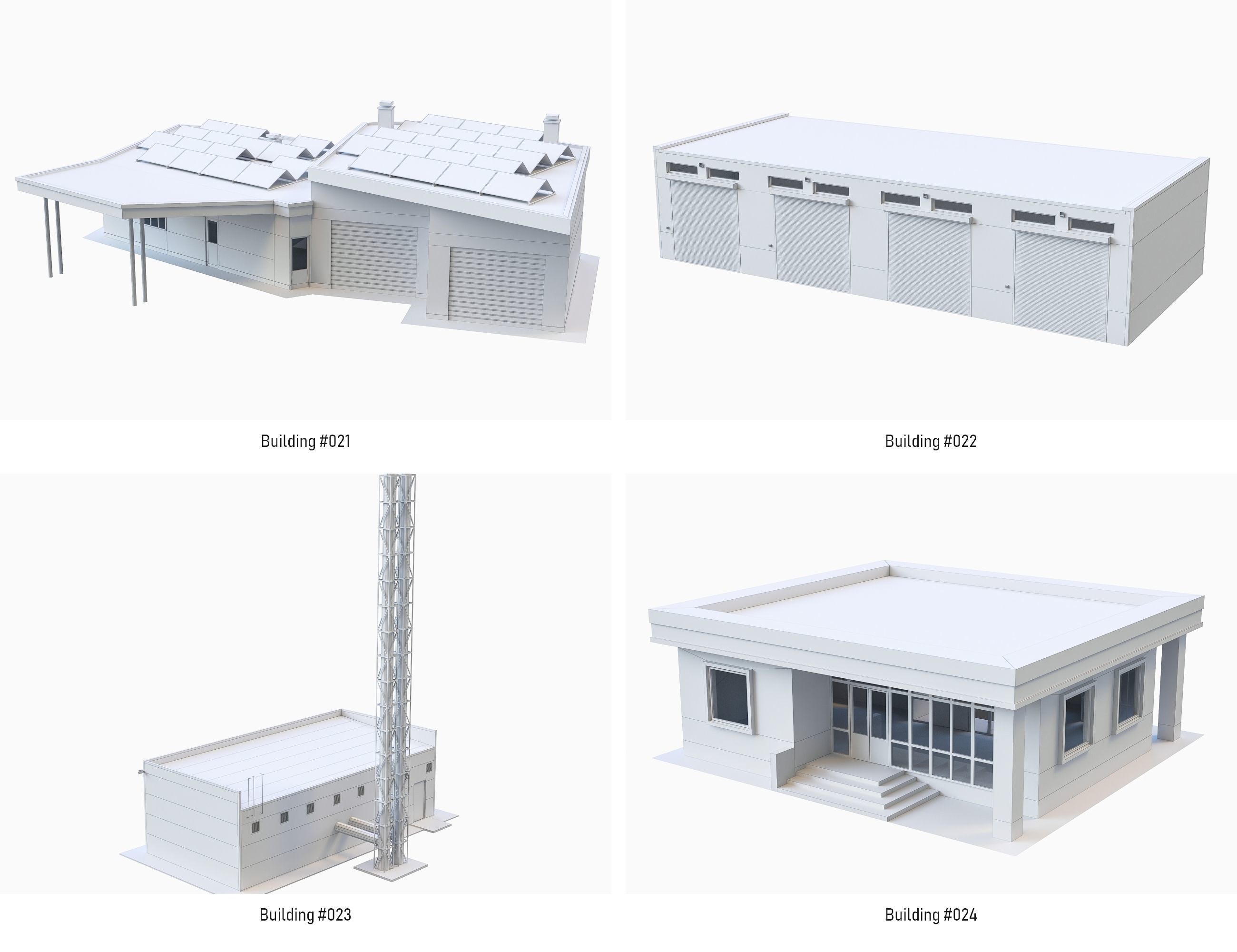 Industrial Buildings Collection Low-poly 3D model_3