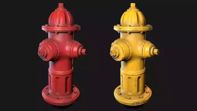 Low Poly PBR Fire Hydrant Low-poly 3D model
