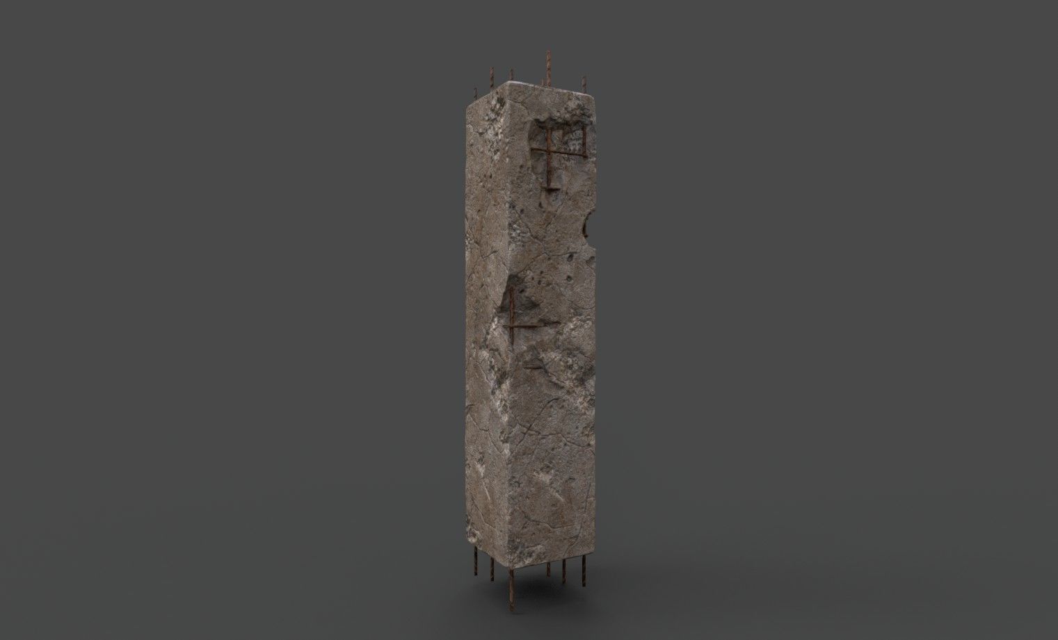 OLD DAMAGED PILLAR Low-poly 3D model_3