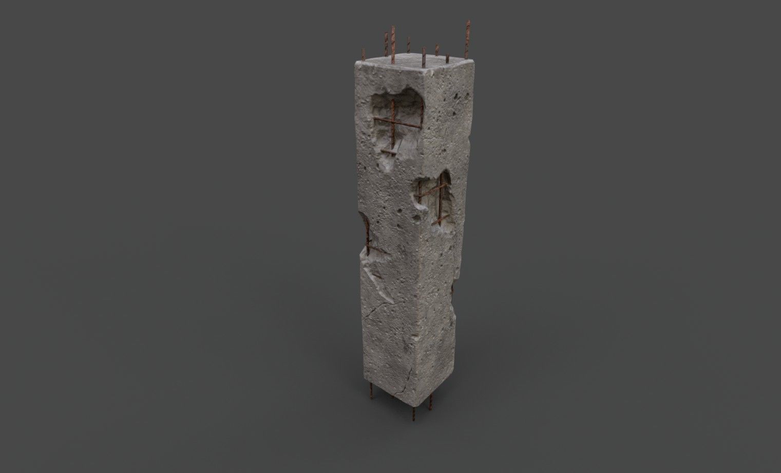OLD DAMAGED PILLAR Low-poly 3D model_2