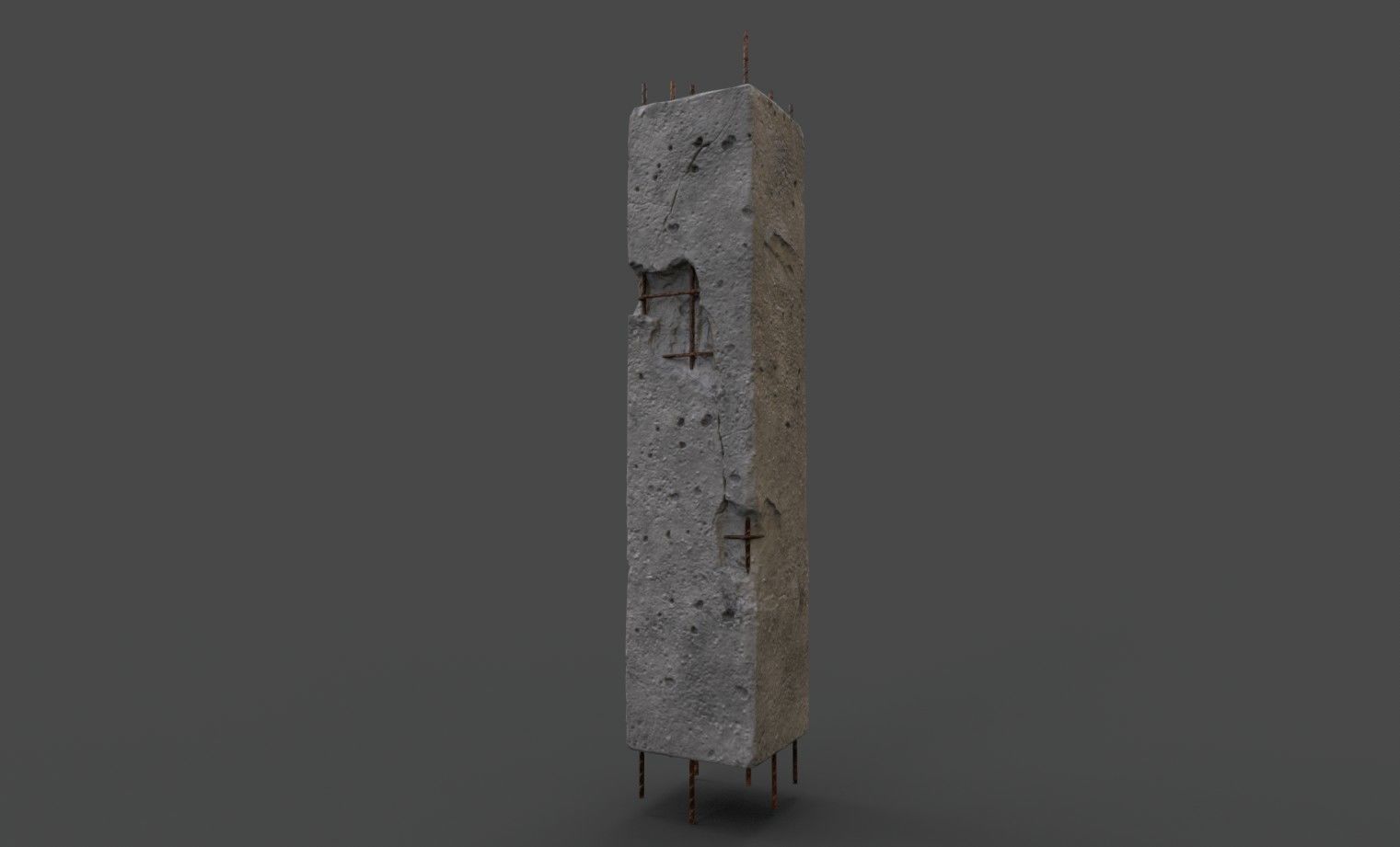 OLD DAMAGED PILLAR Low-poly 3D model_7