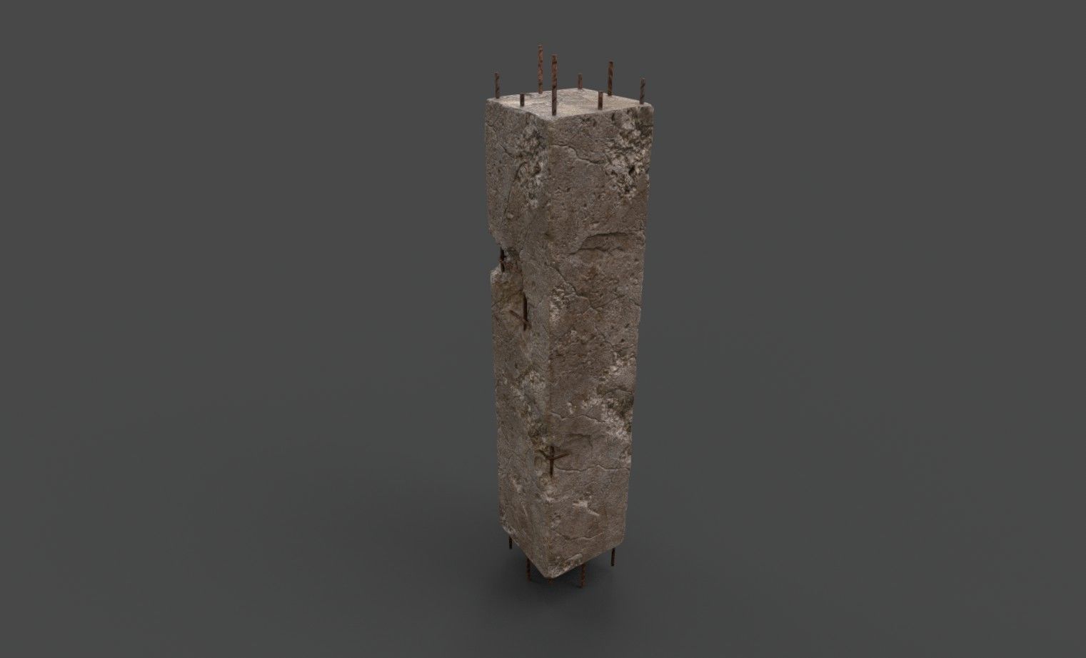 OLD DAMAGED PILLAR Low-poly 3D model_4