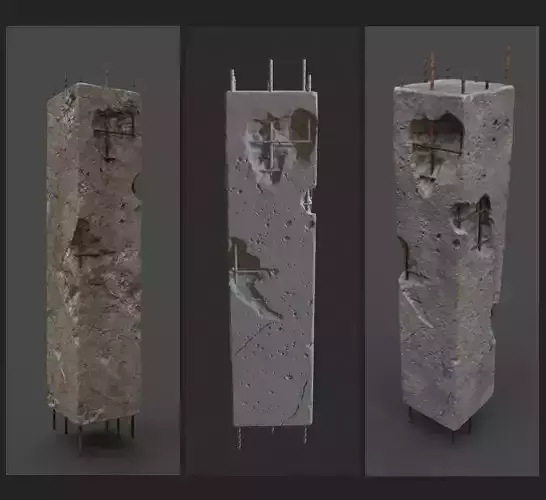 OLD DAMAGED PILLAR Low-poly 3D model