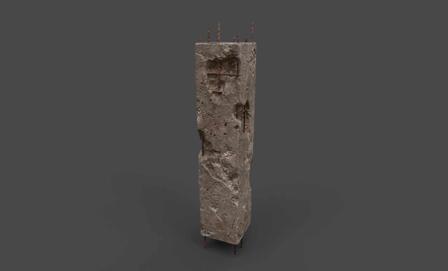 OLD DAMAGED PILLAR Low-poly 3D model_1