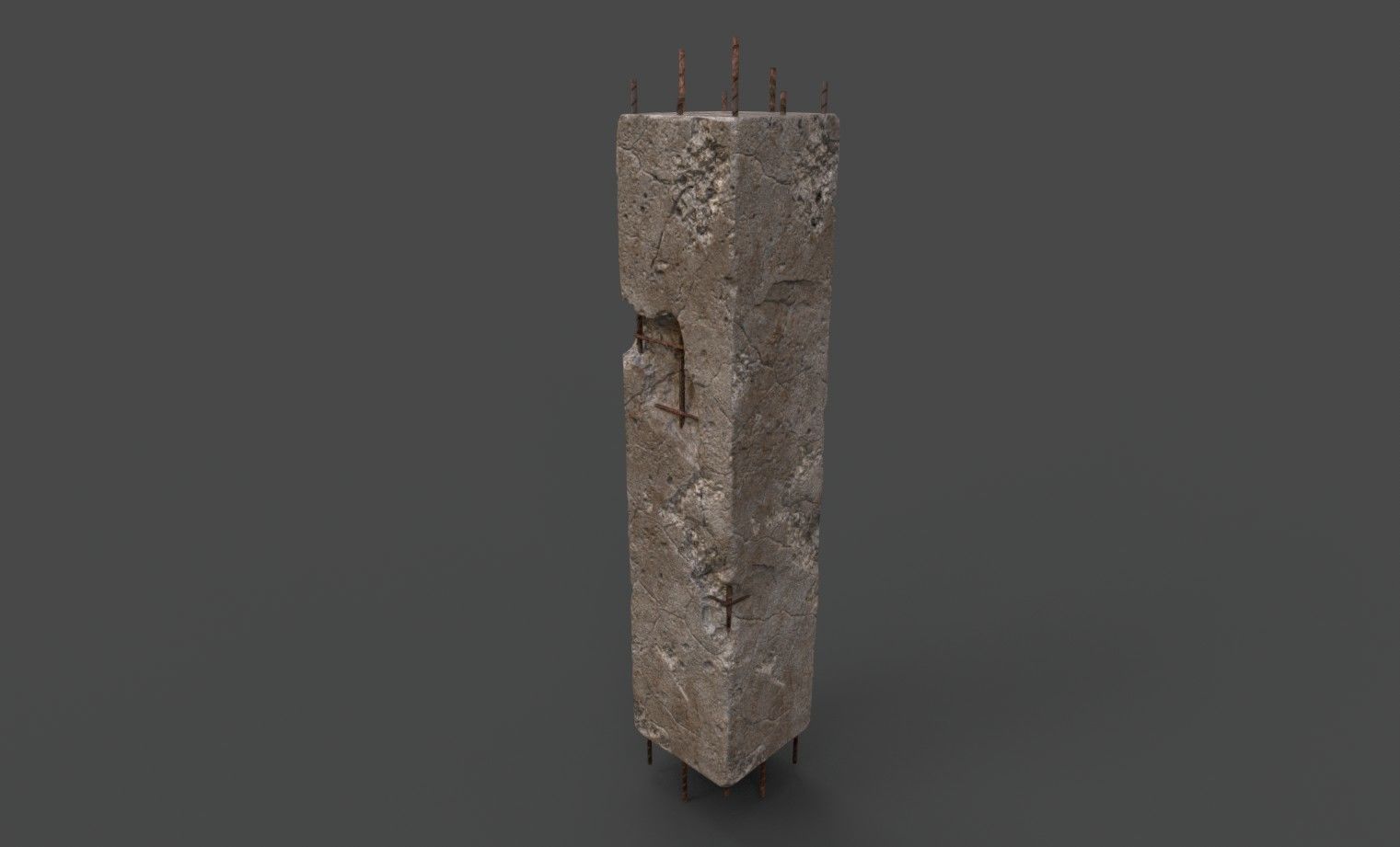 OLD DAMAGED PILLAR Low-poly 3D model_6