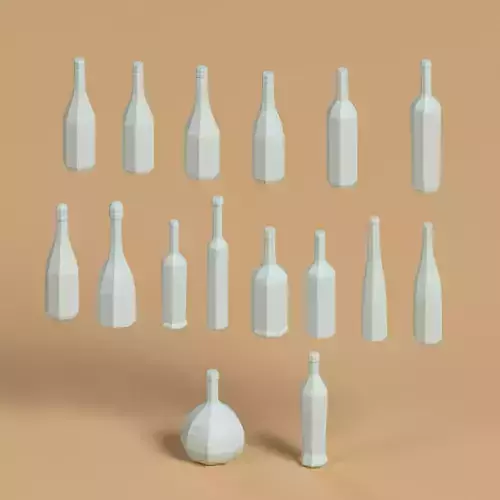 Low poly wine bottle pack