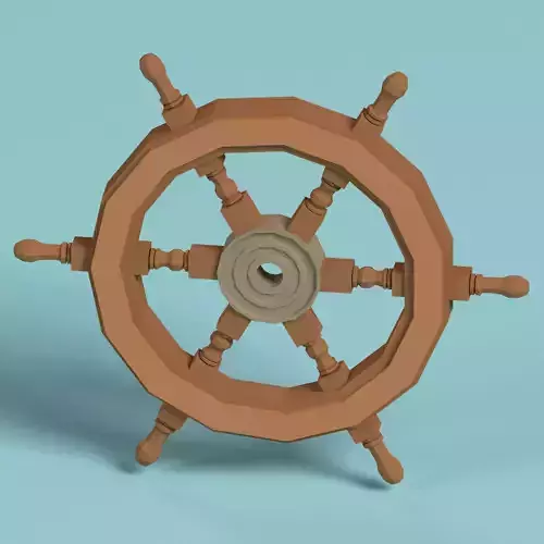 Low Poly Ship Wheel Low-poly 3D model