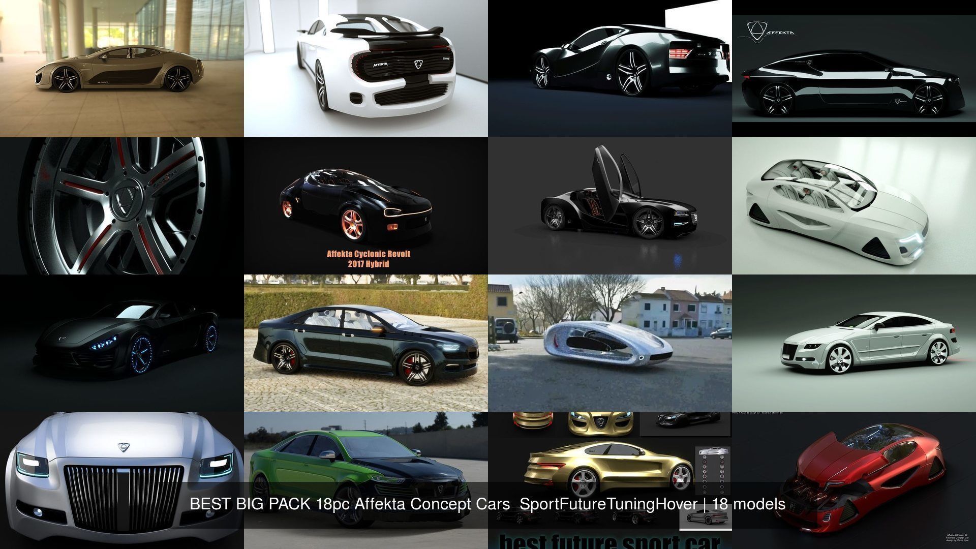 BEST BIG PACK 18pc Affekta Concept Cars  SportFutureTuningHover 3D Model Collection_5