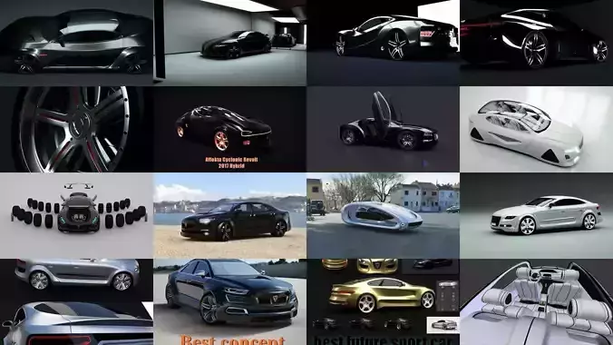 BEST BIG PACK 18pc Affekta Concept Cars  SportFutureTuningHover 3D Model Collection