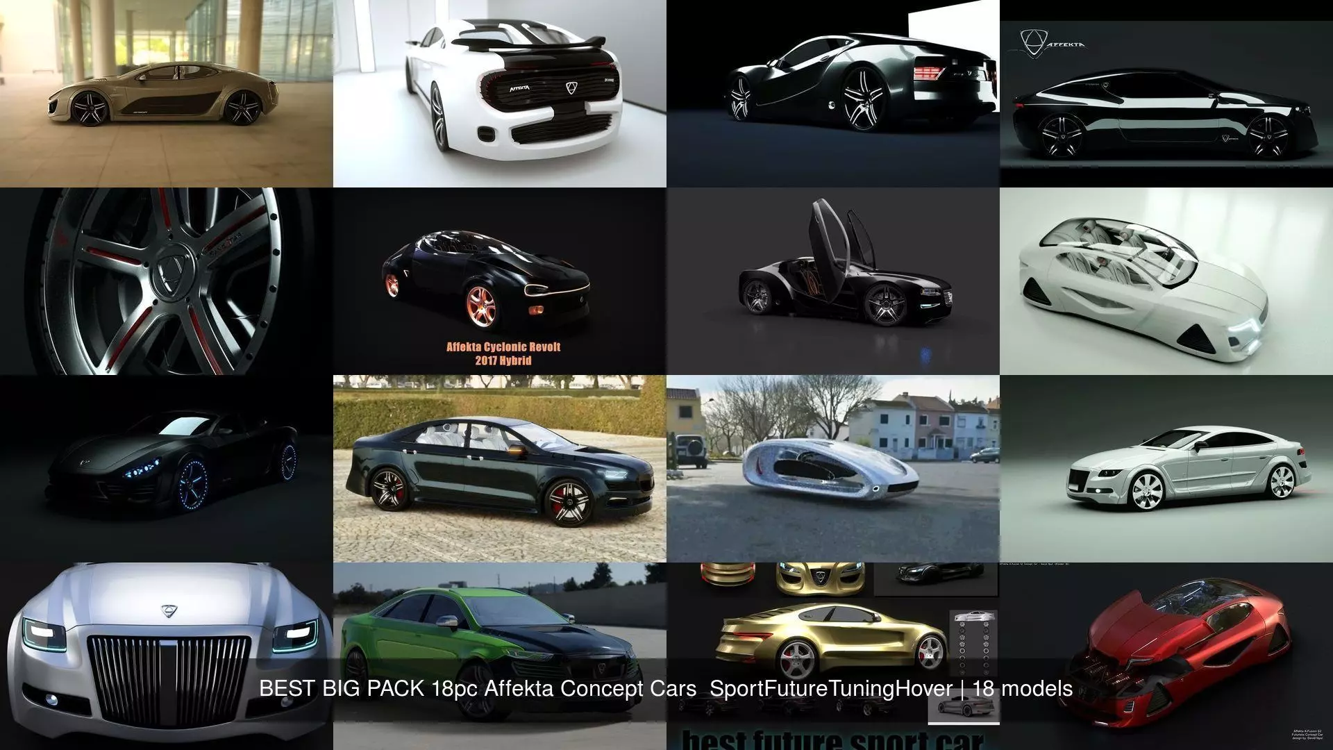BEST BIG PACK 18pc Affekta Concept Cars  SportFutureTuningHover 3D Model Collection_4