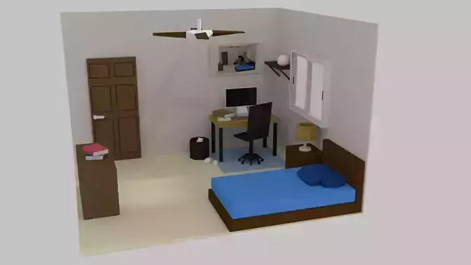 Room Interior Low-poly 3D model