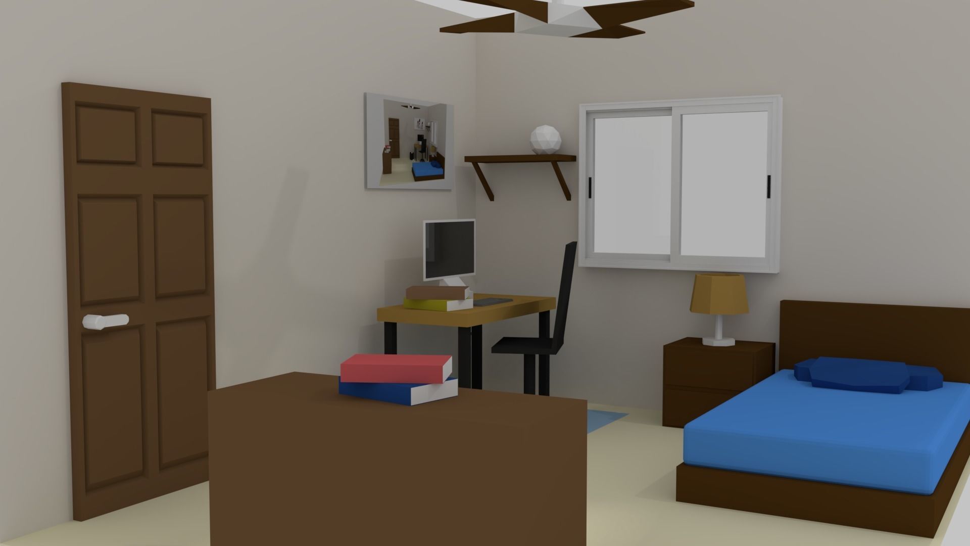 Room Interior Low-poly 3D model_1