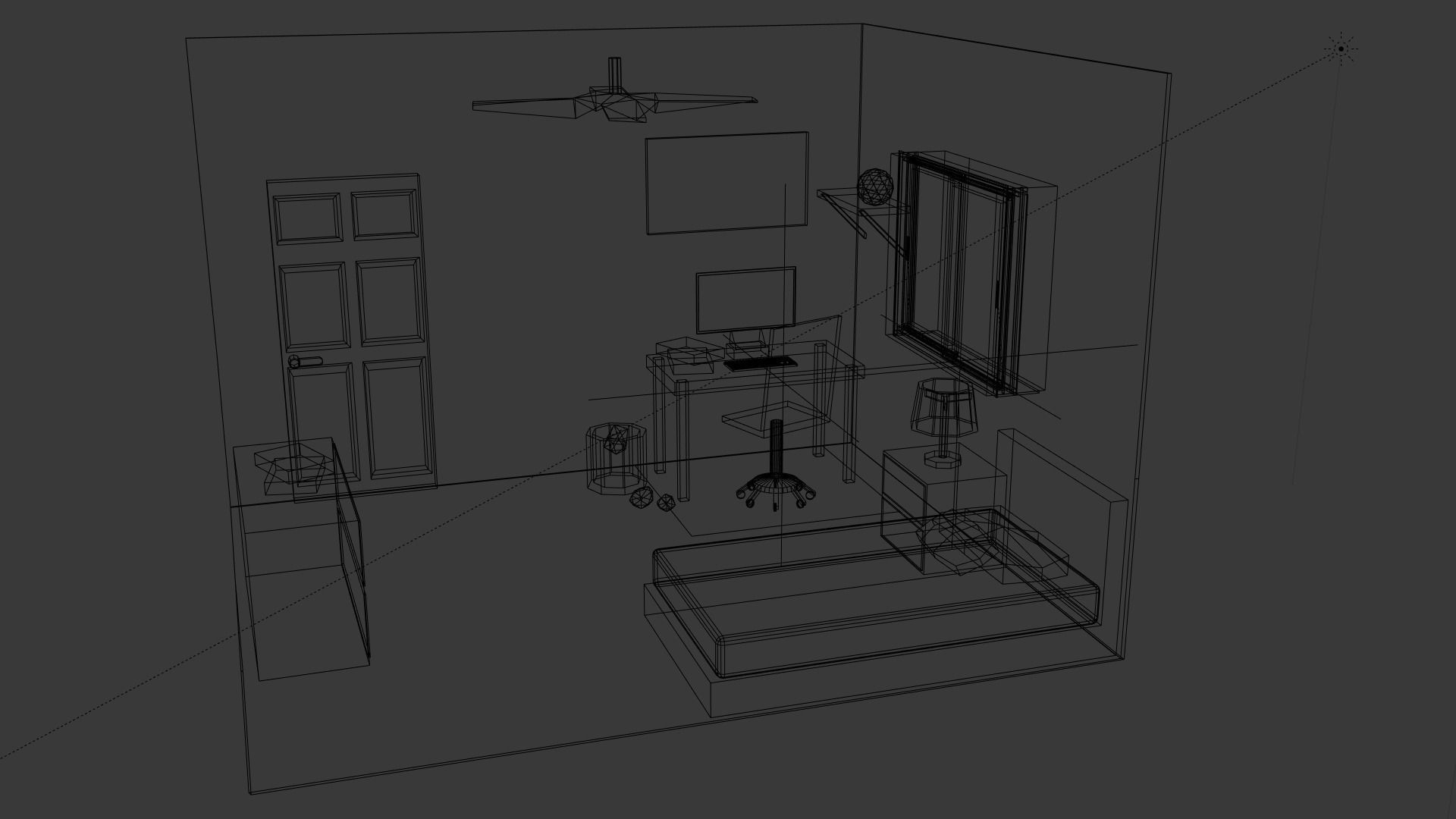 Room Interior Low-poly 3D model_2
