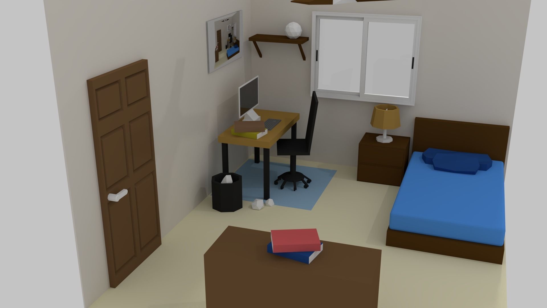 Room Interior Low-poly 3D model_3