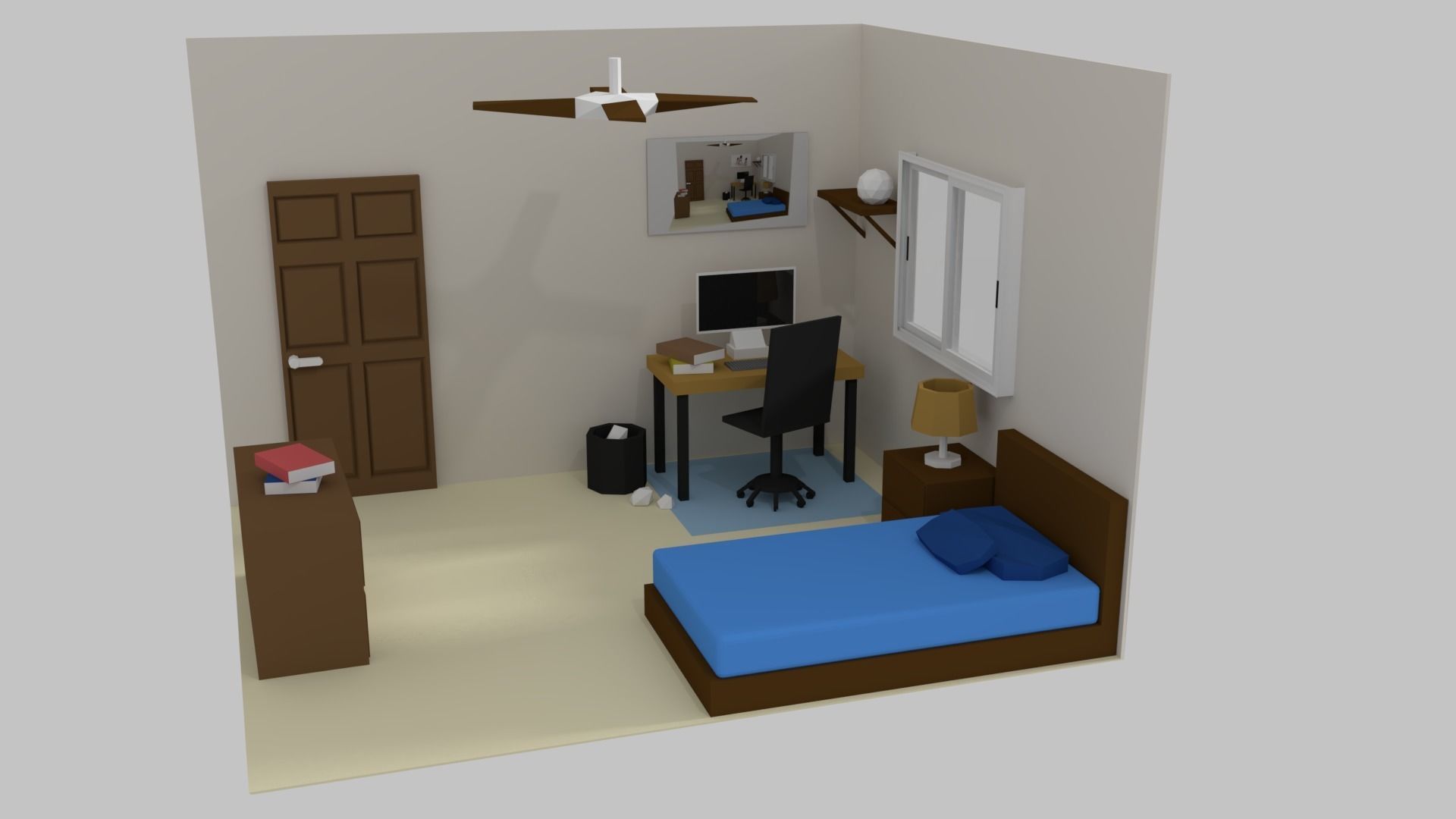 Room Interior Low-poly 3D model_7