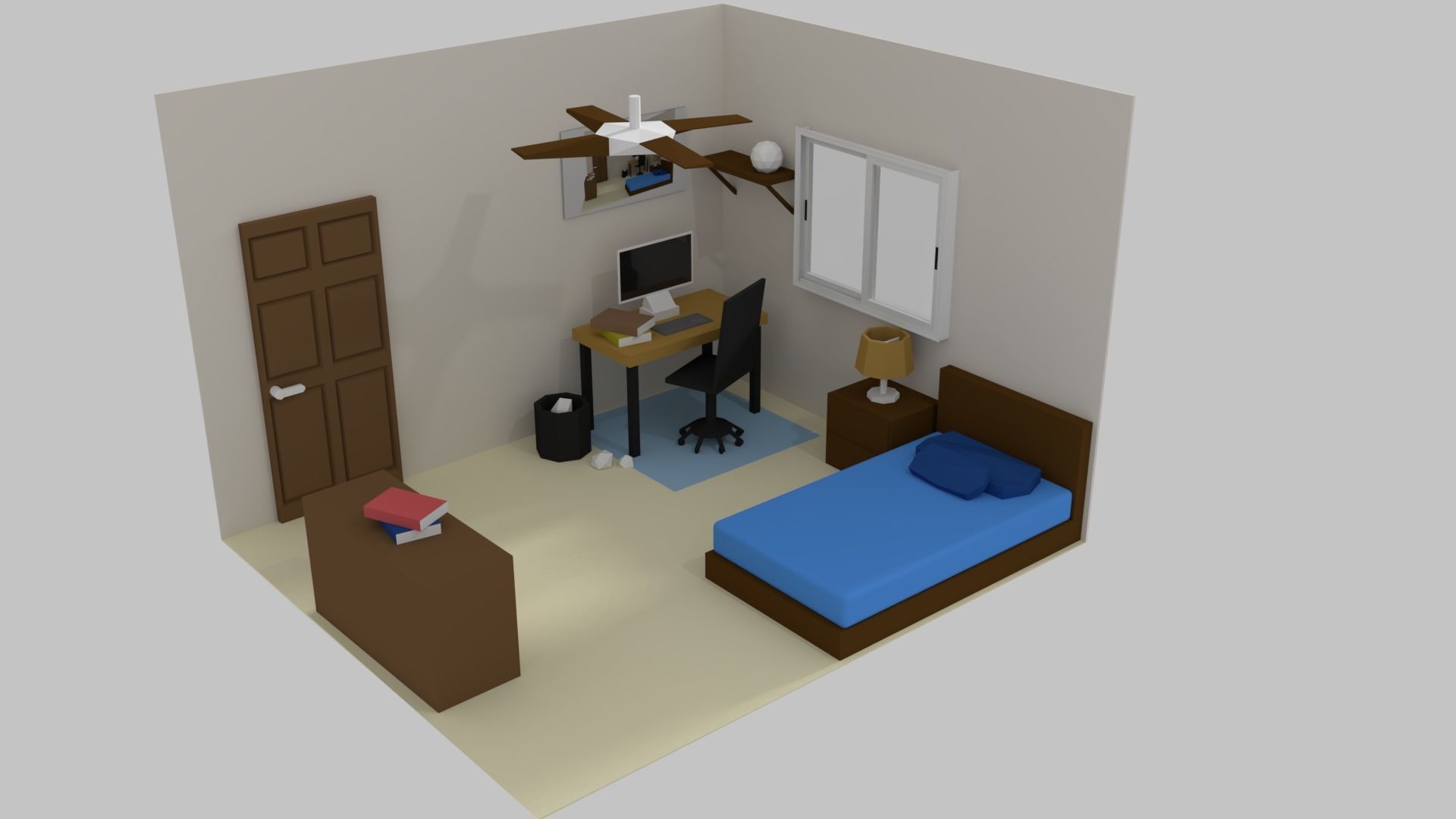Room Interior Low-poly 3D model_9