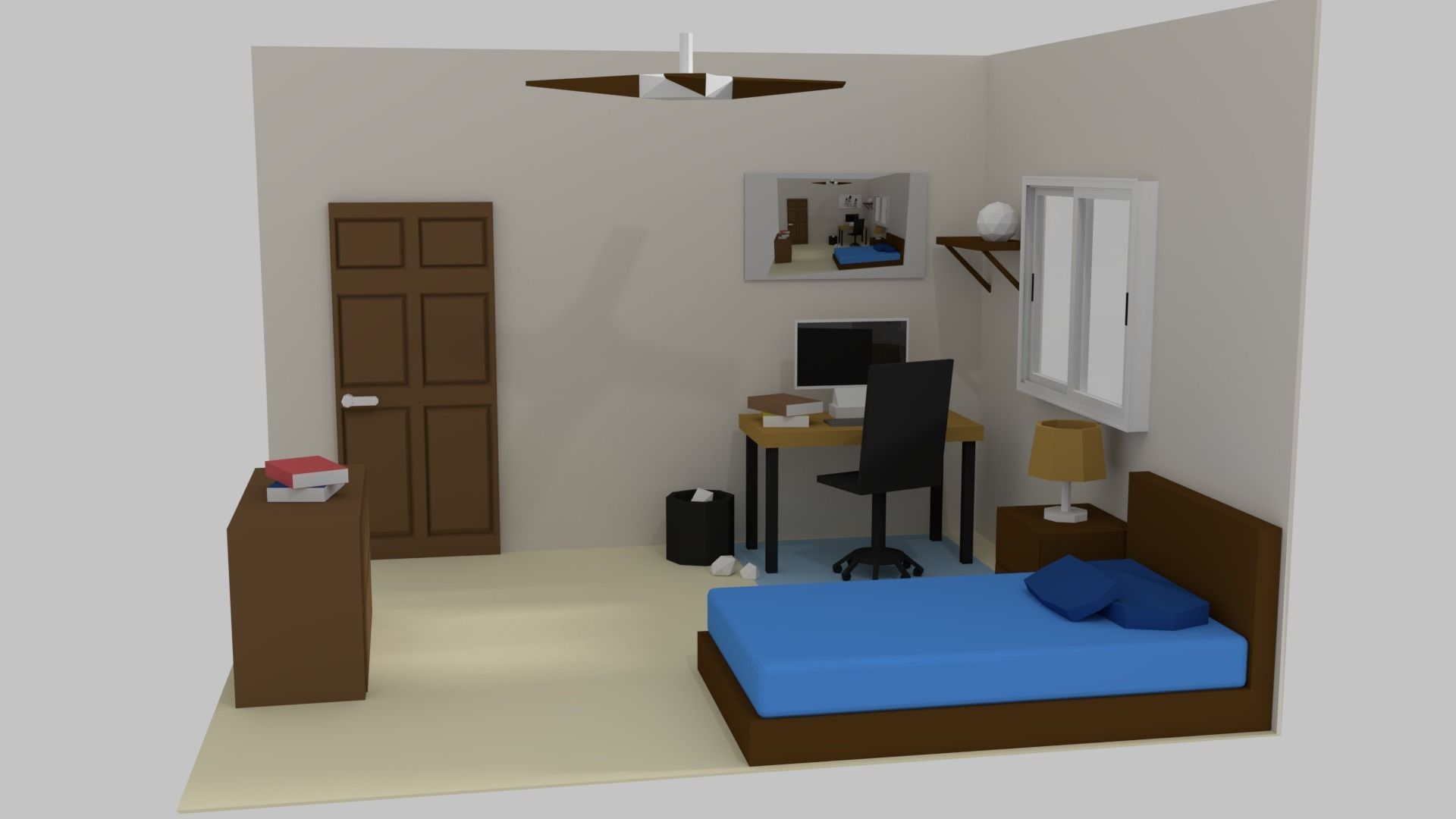 Room Interior Low-poly 3D model_6