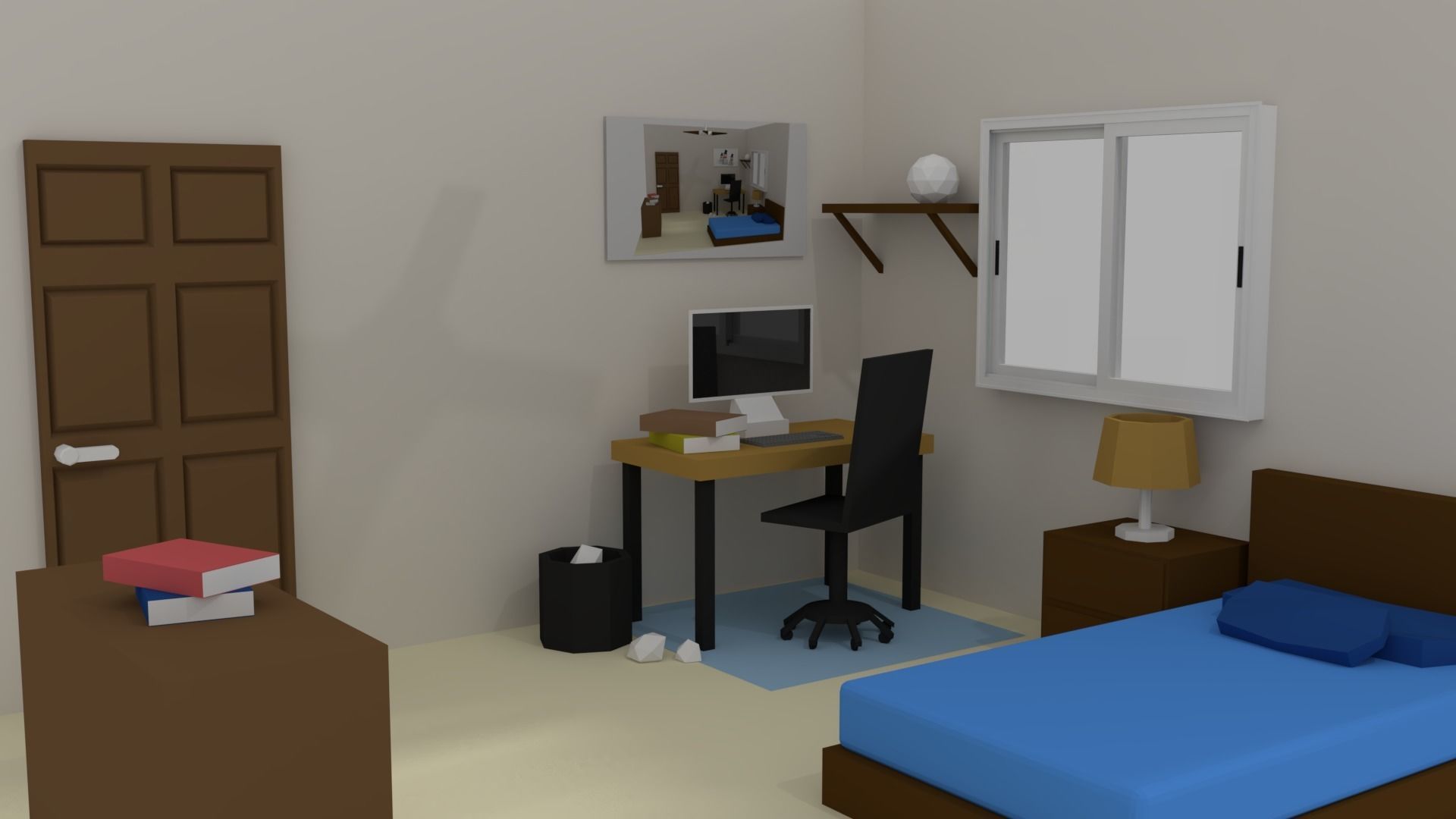 Room Interior Low-poly 3D model_10