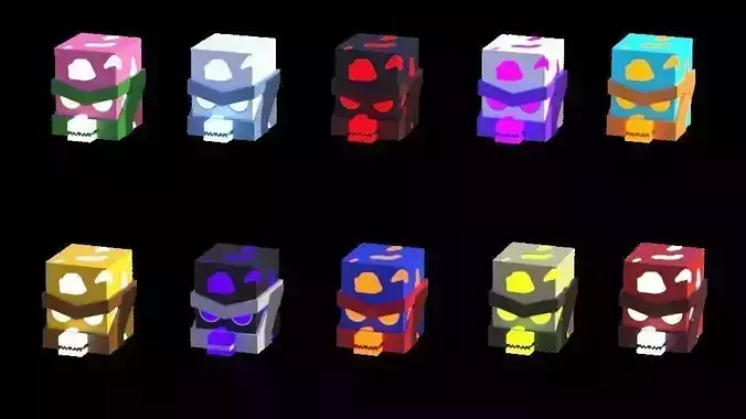 Stylized Cube Character - Mobile Game Asset Low-poly 3D model Stylized Cube Character - Mobile Game Asset Low-poly 3D model