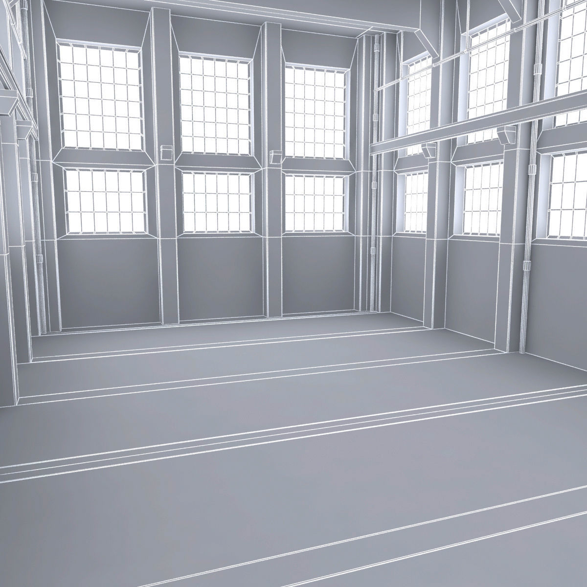 Warehouse room in industrial building Low-poly 3D model_5