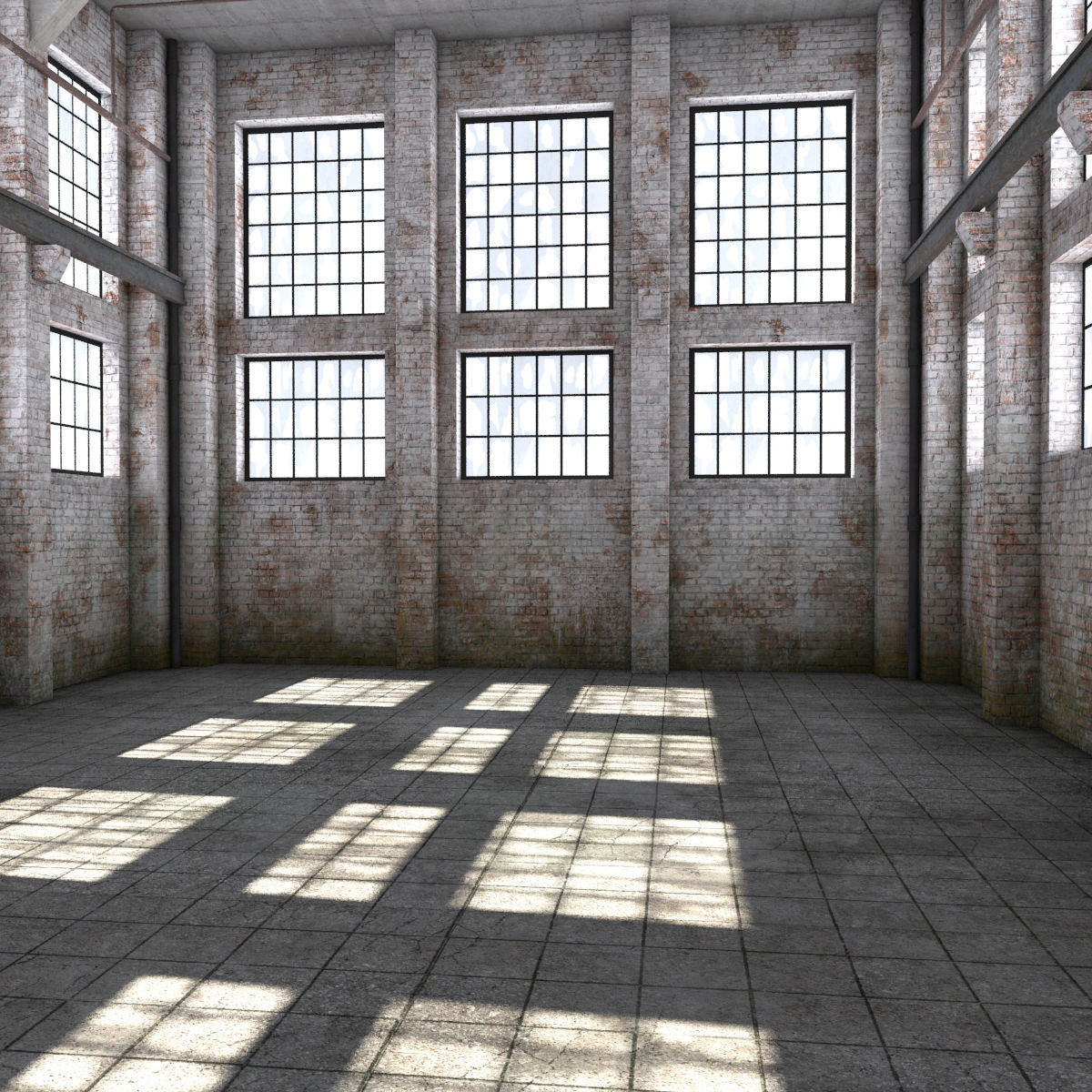 Warehouse room in industrial building Low-poly 3D model_4