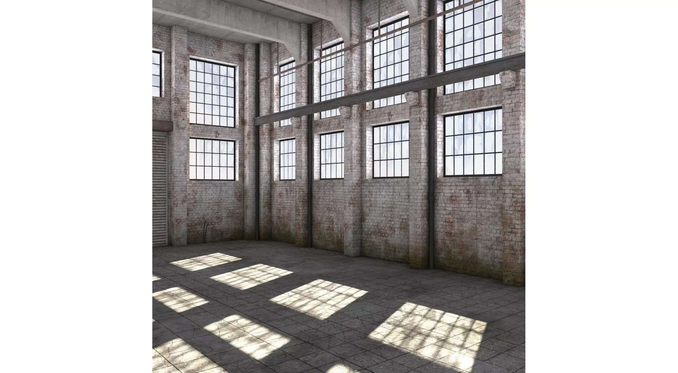 Warehouse room in industrial building Low-poly 3D model_0