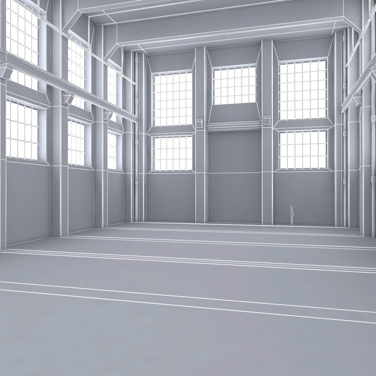 Warehouse room in industrial building Low-poly 3D model_8