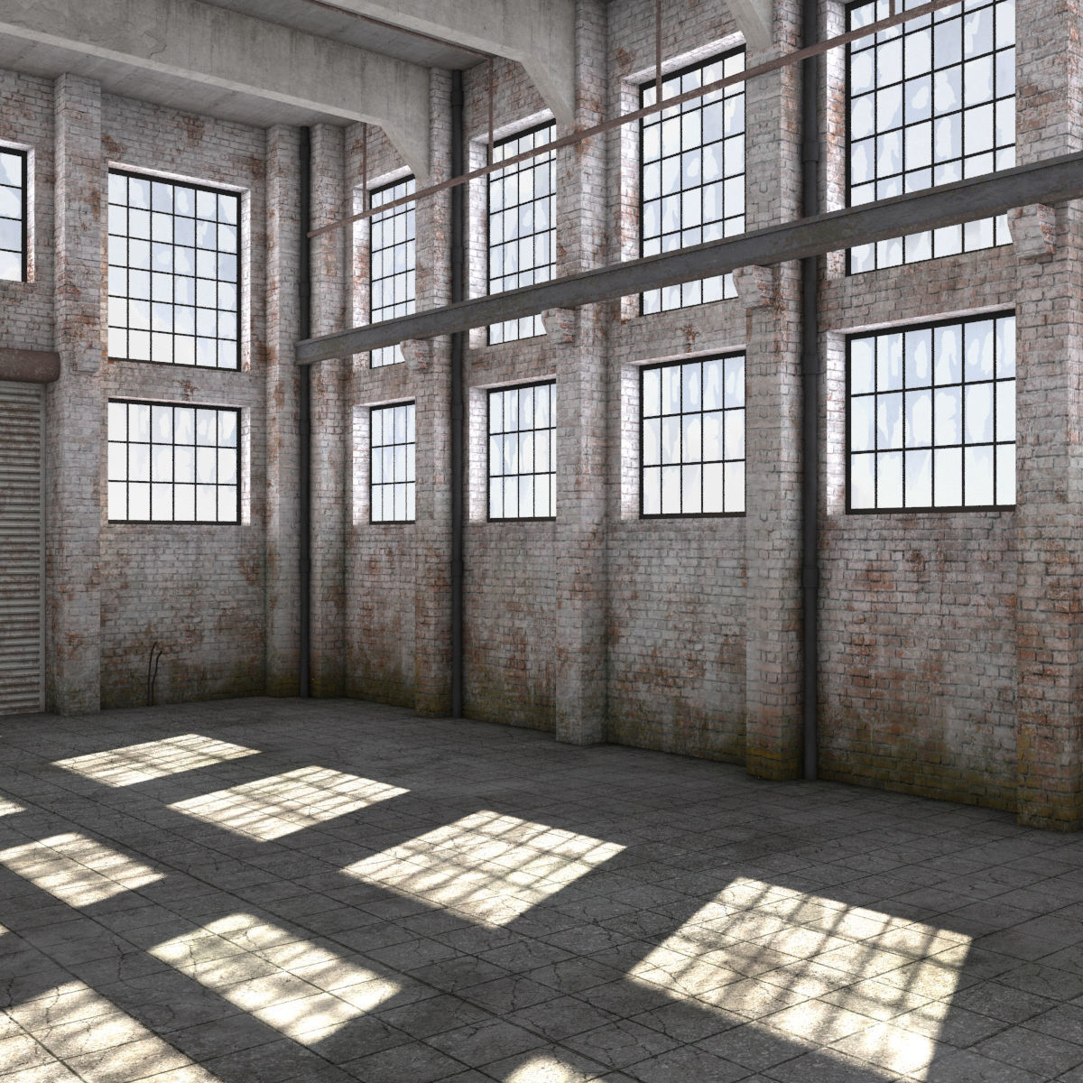 Warehouse room in industrial building Low-poly 3D model_3