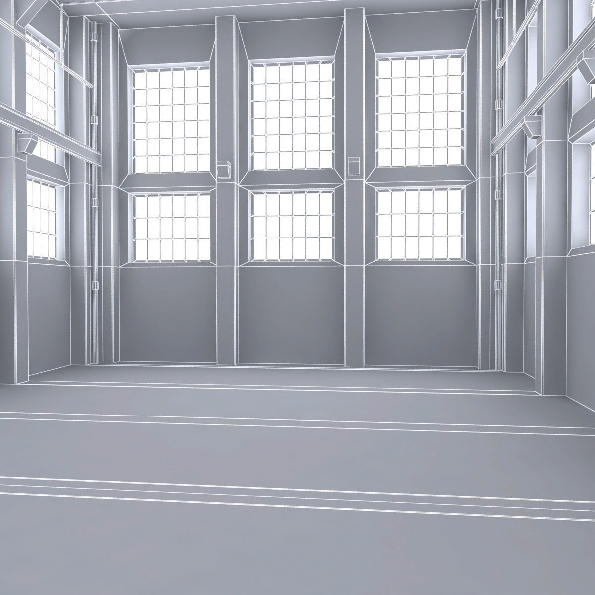 Warehouse room in industrial building Low-poly 3D model_6