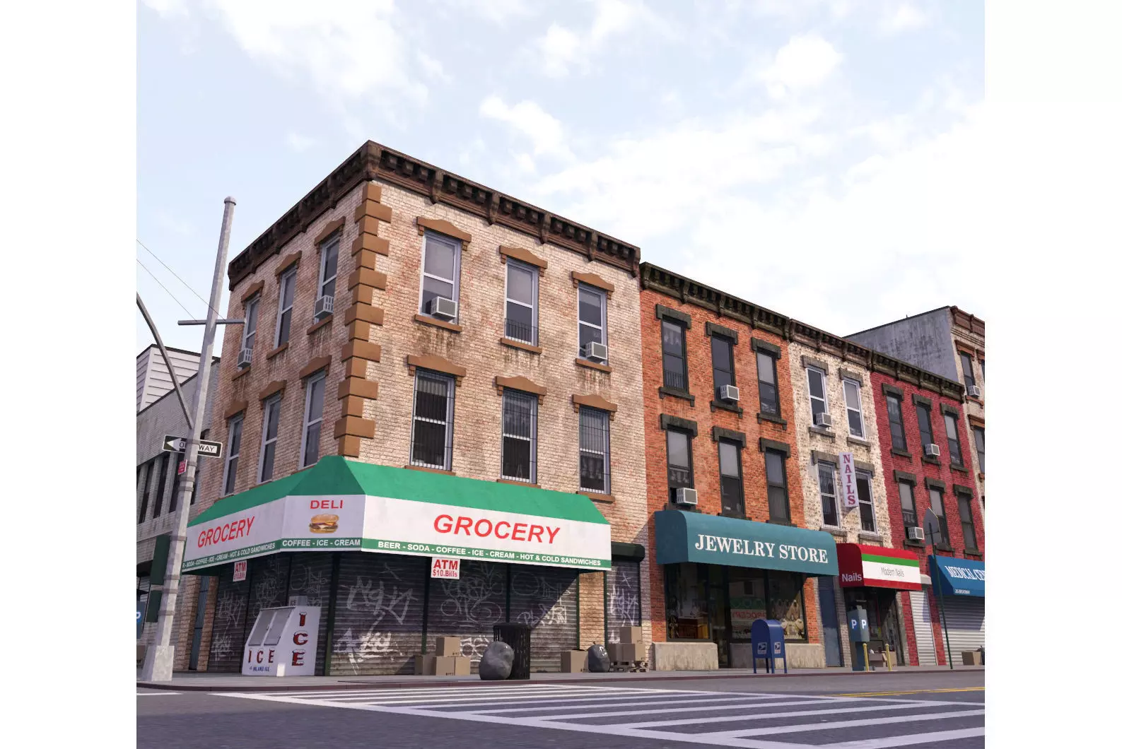 City Block B Low-poly 3D model