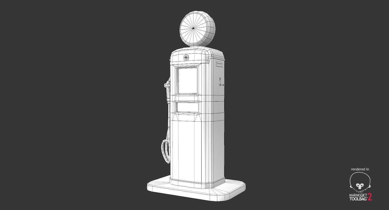 Retro Gas Pump Low-poly 3D model_10