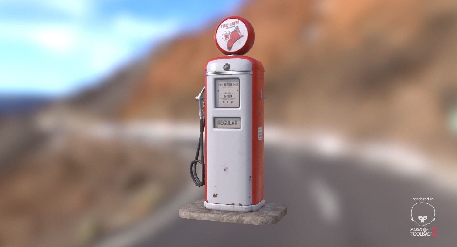 Retro Gas Pump Low-poly 3D model_8