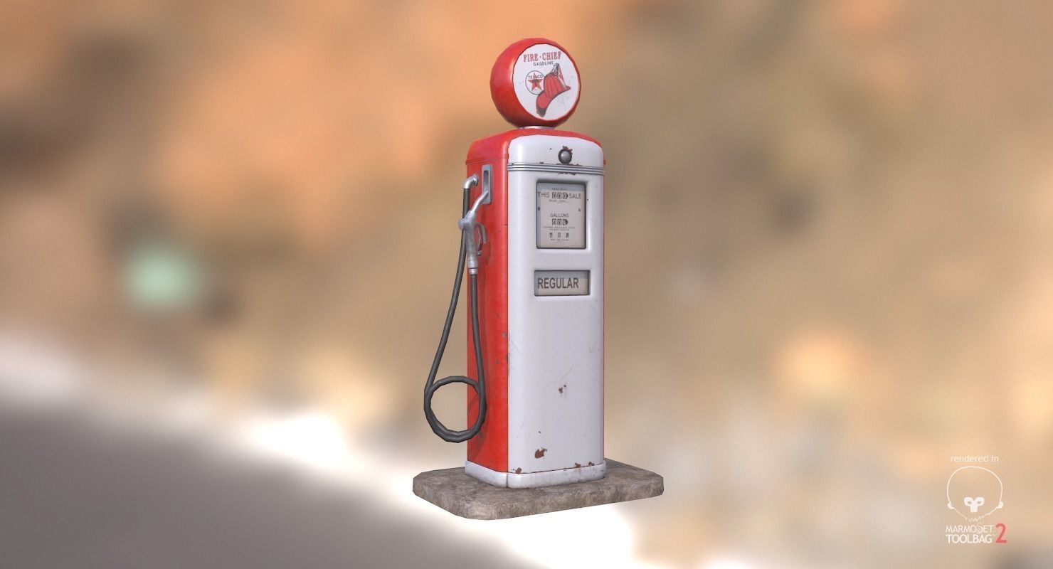 Retro Gas Pump Low-poly 3D model_9