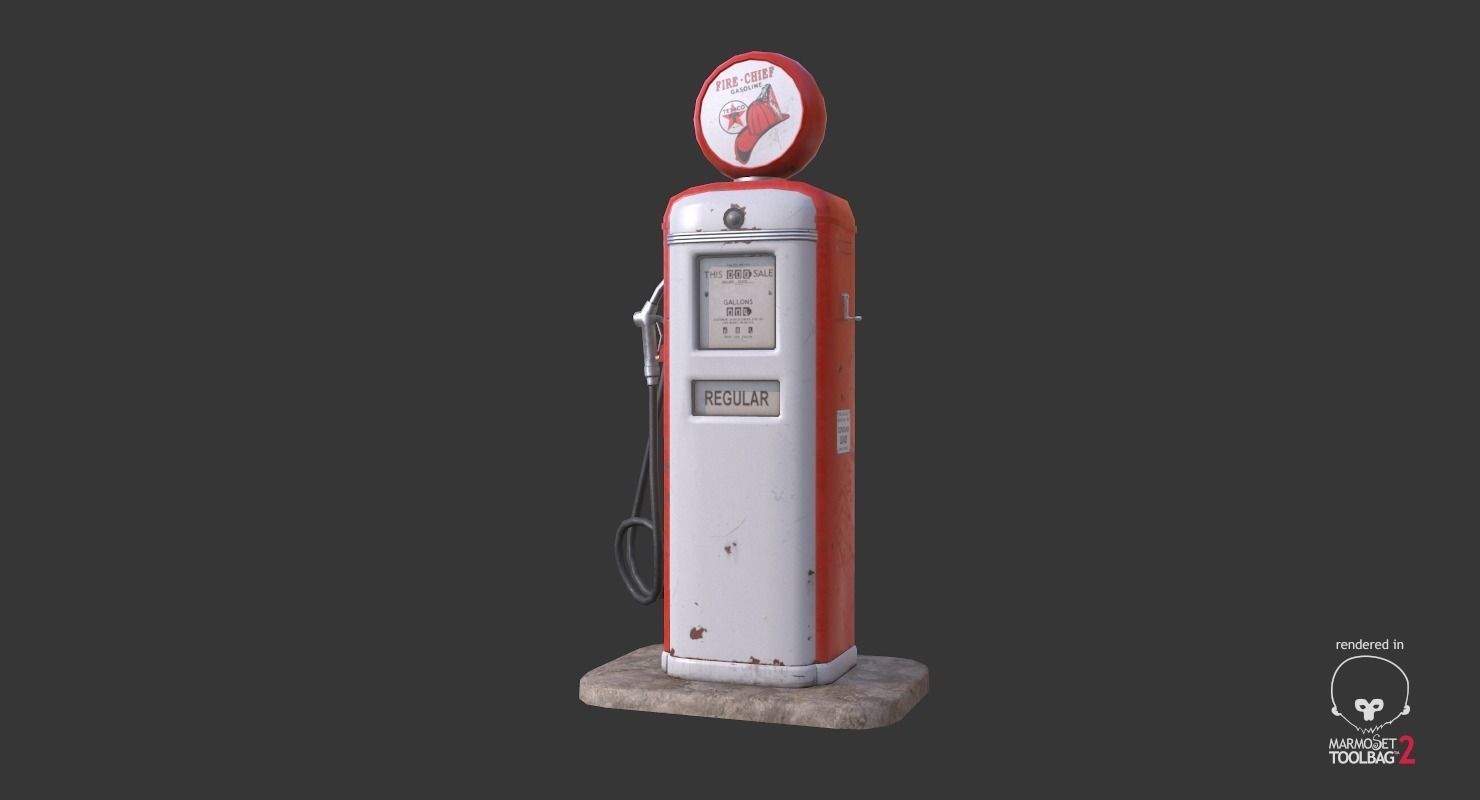 Retro Gas Pump Low-poly 3D model_4