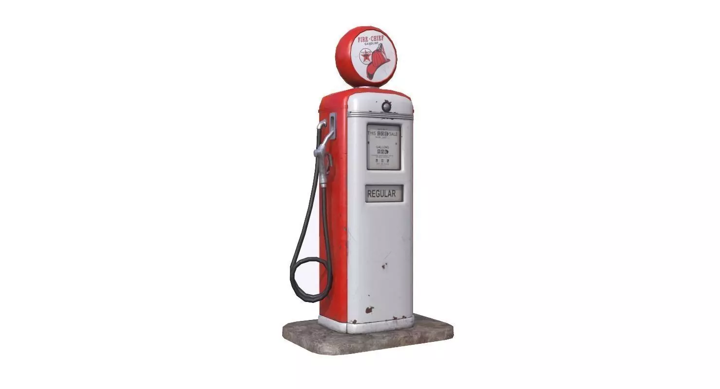 Retro Gas Pump Low-poly 3D model_0