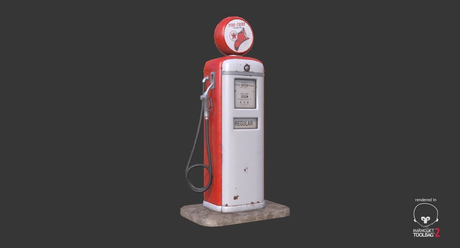 Retro Gas Pump Low-poly 3D model_2