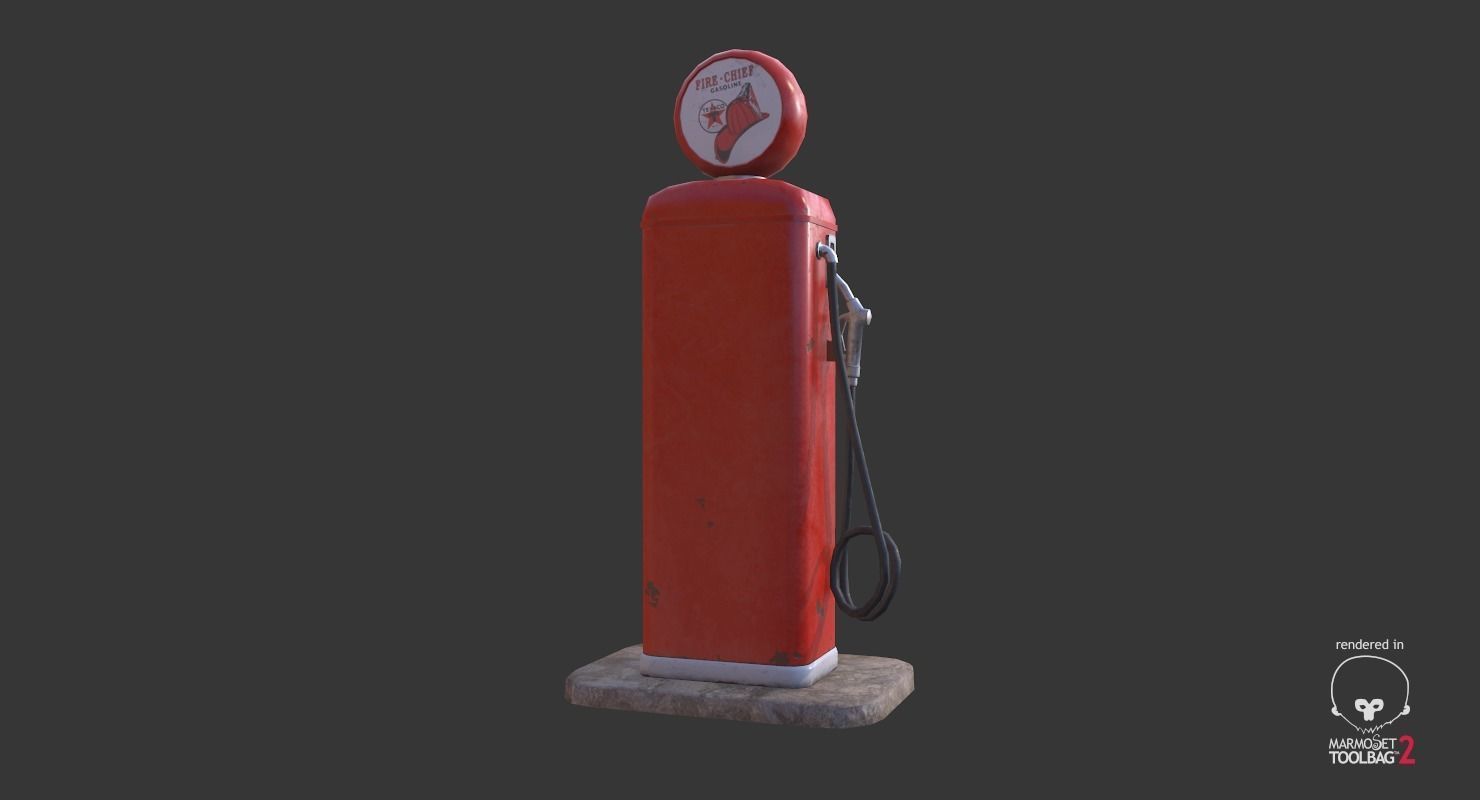 Retro Gas Pump Low-poly 3D model_3