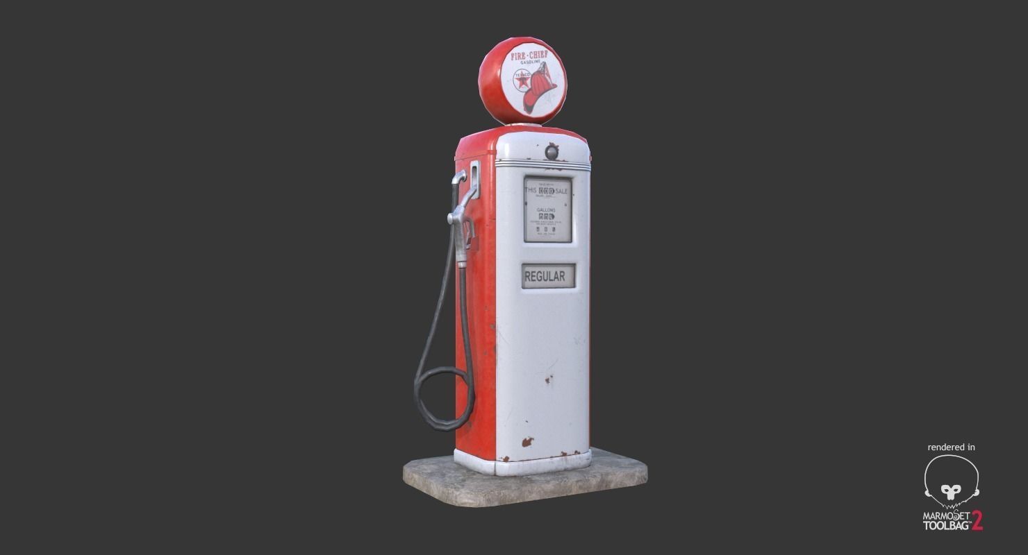 Retro Gas Pump Low-poly 3D model_6