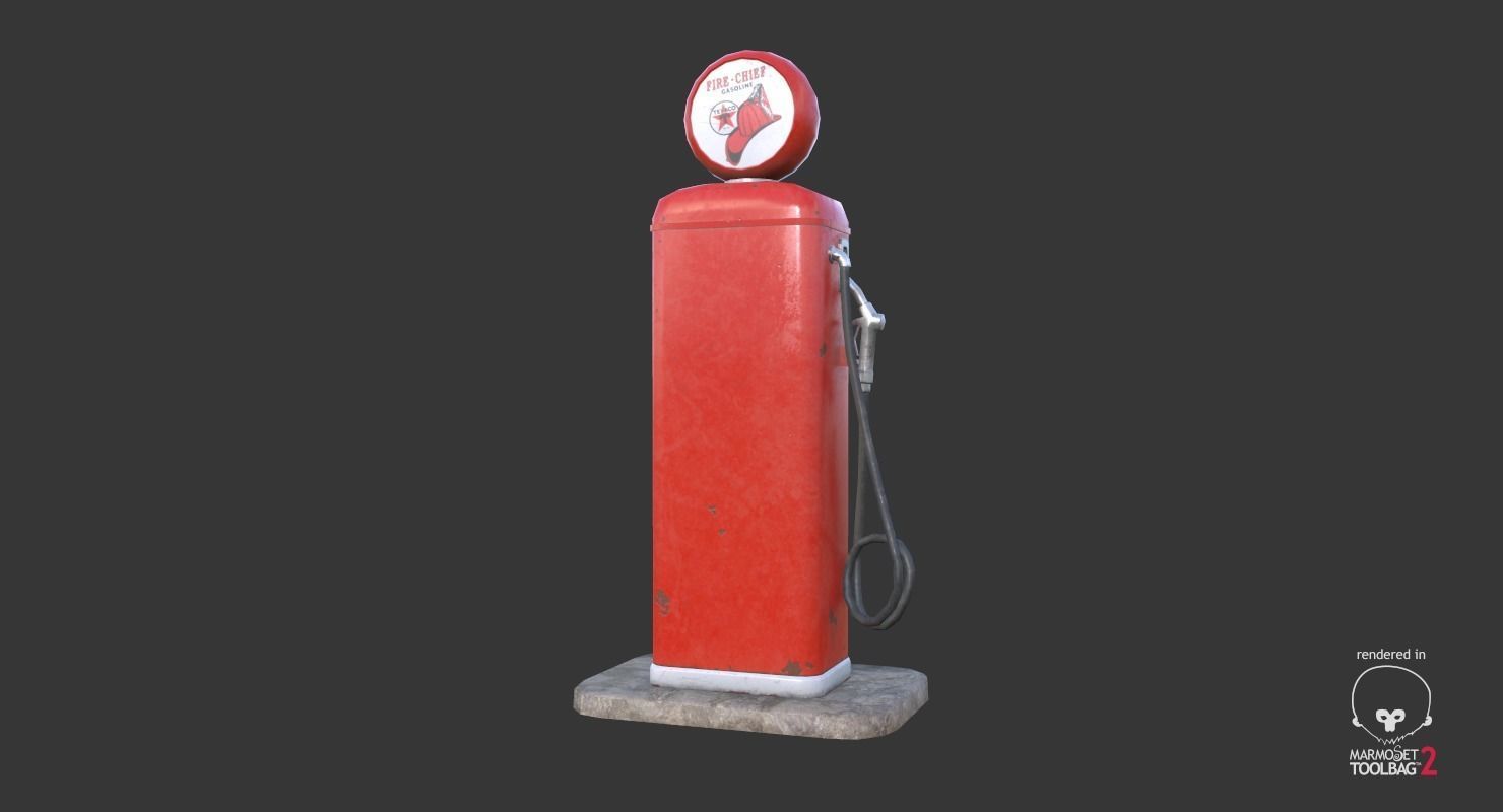 Retro Gas Pump Low-poly 3D model_5