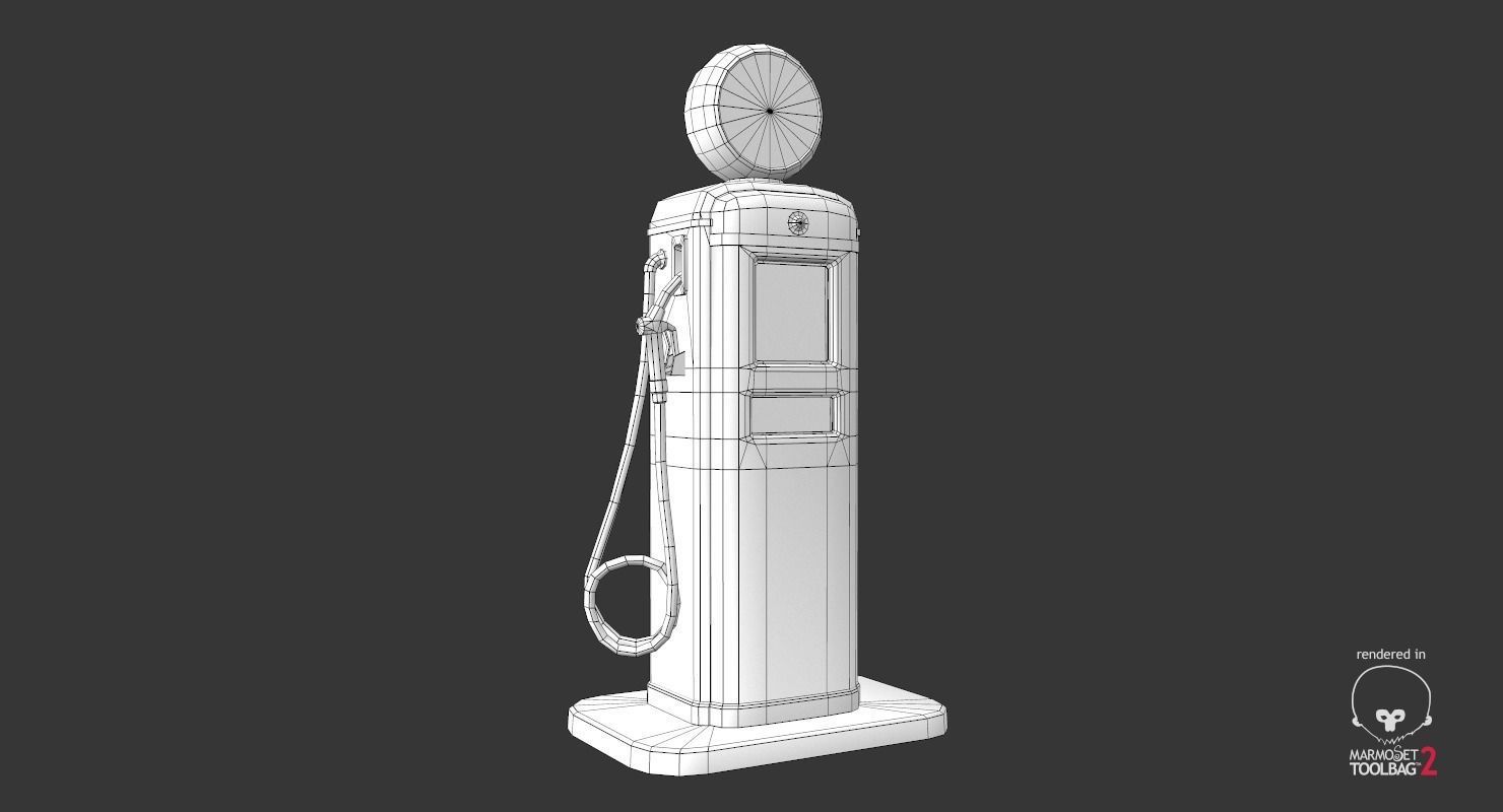 Retro Gas Pump Low-poly 3D model_12