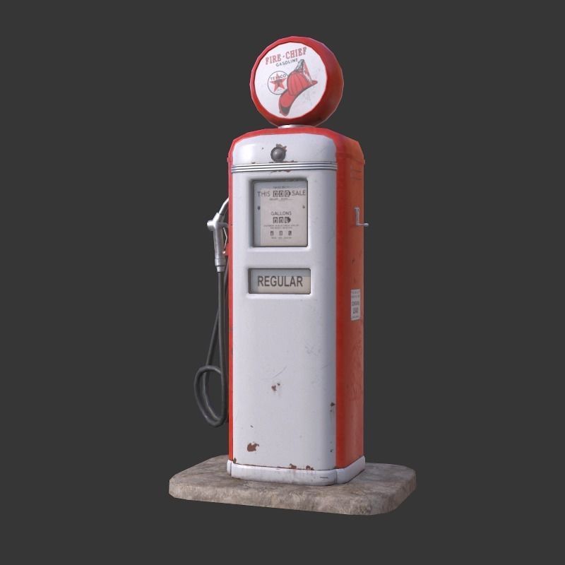 Retro Gas Pump Low-poly 3D model_1