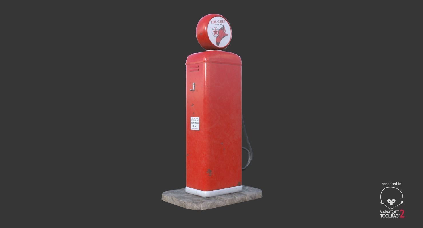 Retro Gas Pump Low-poly 3D model_7