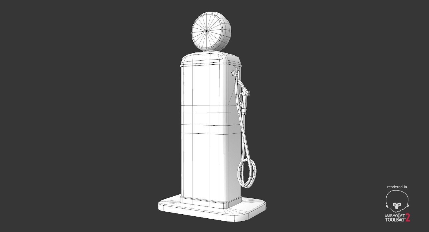 Retro Gas Pump Low-poly 3D model_11